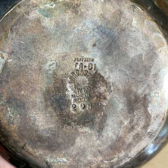 LOS CASTILLO PLATEADO Silver-Plt Pitcher-Brass, Malachite & Lapis Lazuli Inlay. - Picture 7 of 8